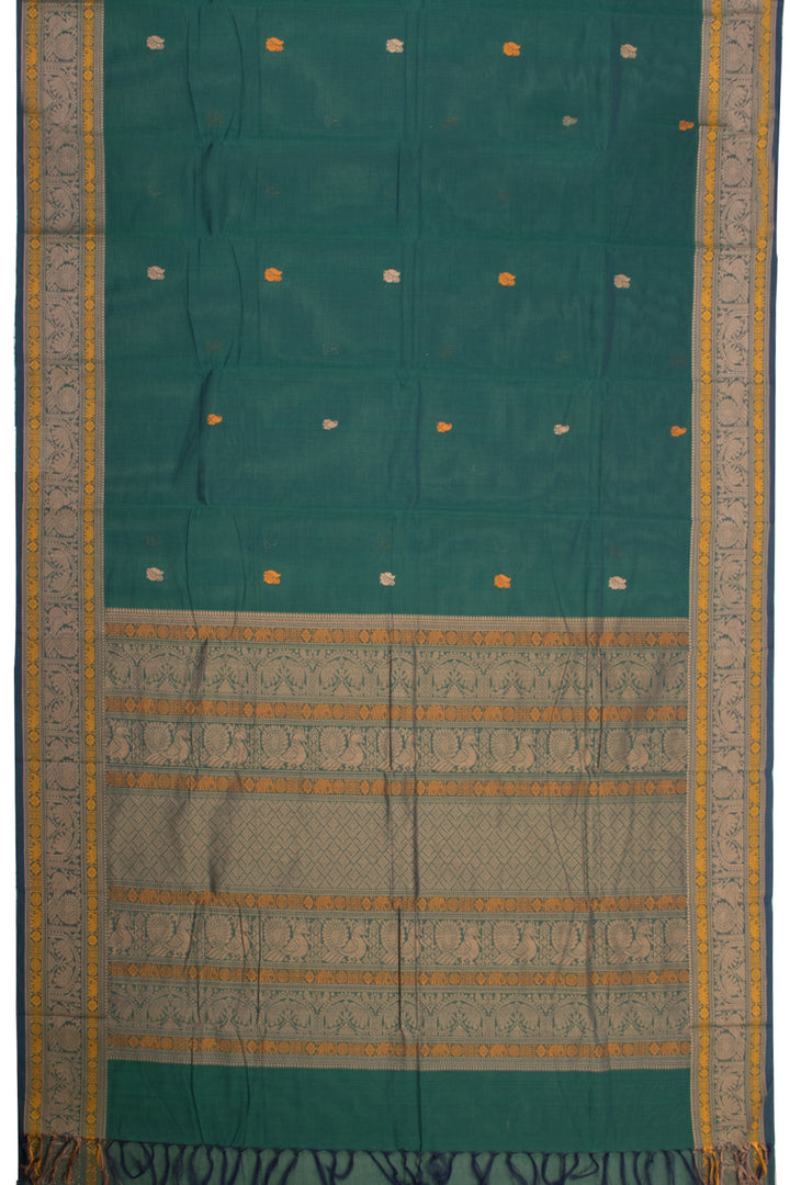 Castleton Green Handwoven Kanchi Cotton Saree - Avishya