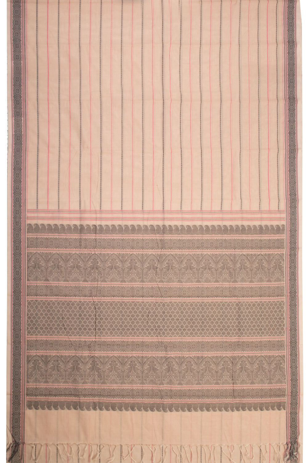 Beige Handwoven Kanchi Cotton Saree - Avishya