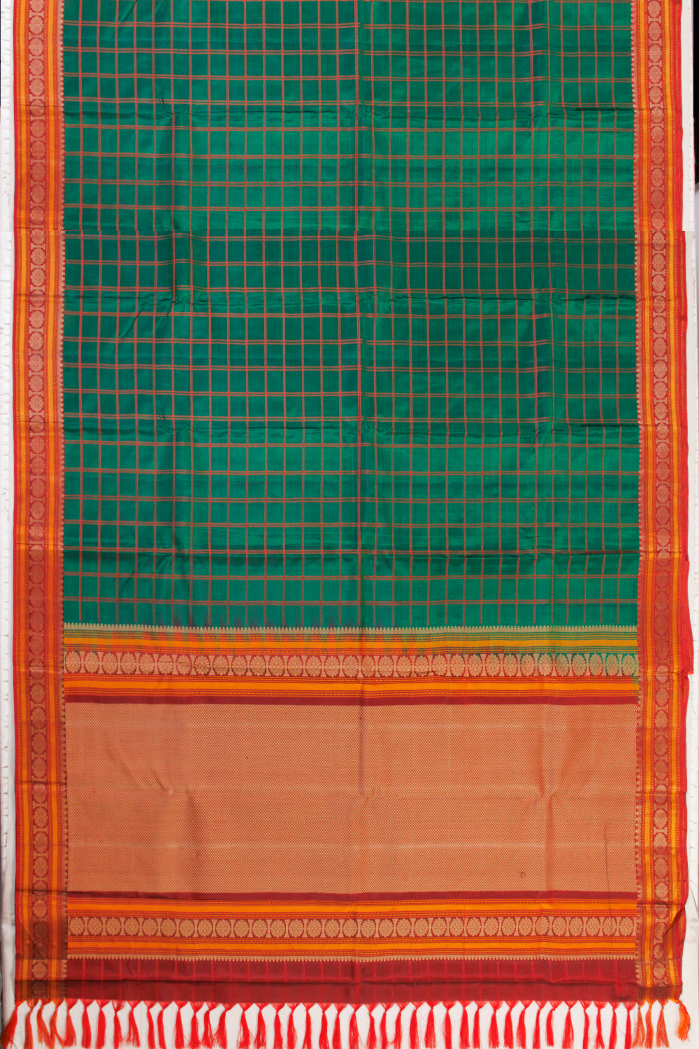 Green Threadwork Handloom Kanjivaram Silk Saree - Avishya