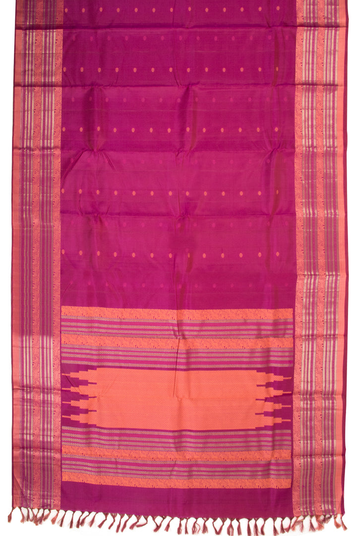 Magenta Thread work Kanjivaram Silk Saree -Avishya
