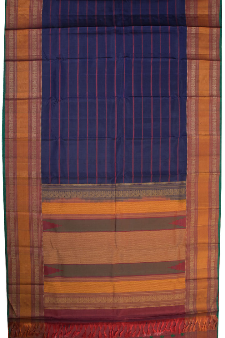 Royal Blue Threadwork Handloom Kanjivaram Silk Saree - Avishya