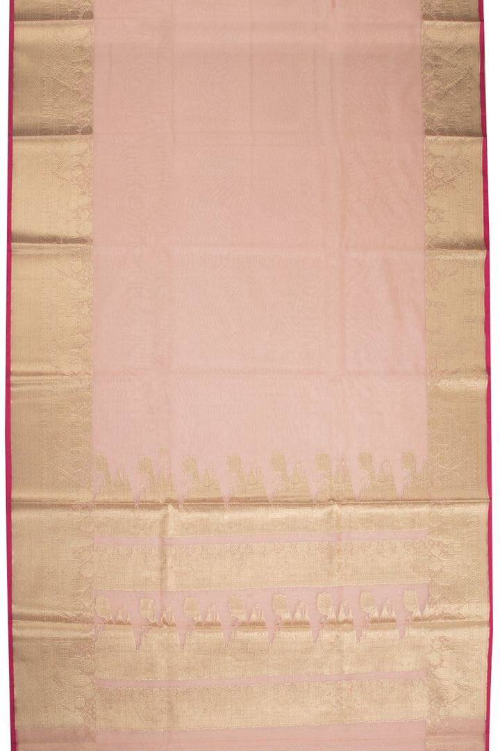 Peach Handloom Banarasi Organza Ghat Tissue Saree - Avishya