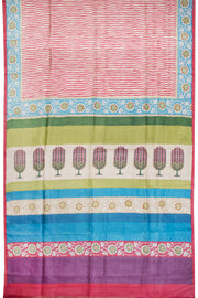 Multicolor Hand Painted Tussar Silk Saree - Avishya