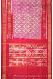 Peach Handloom Pochampally Ikat Silk Saree 10067939