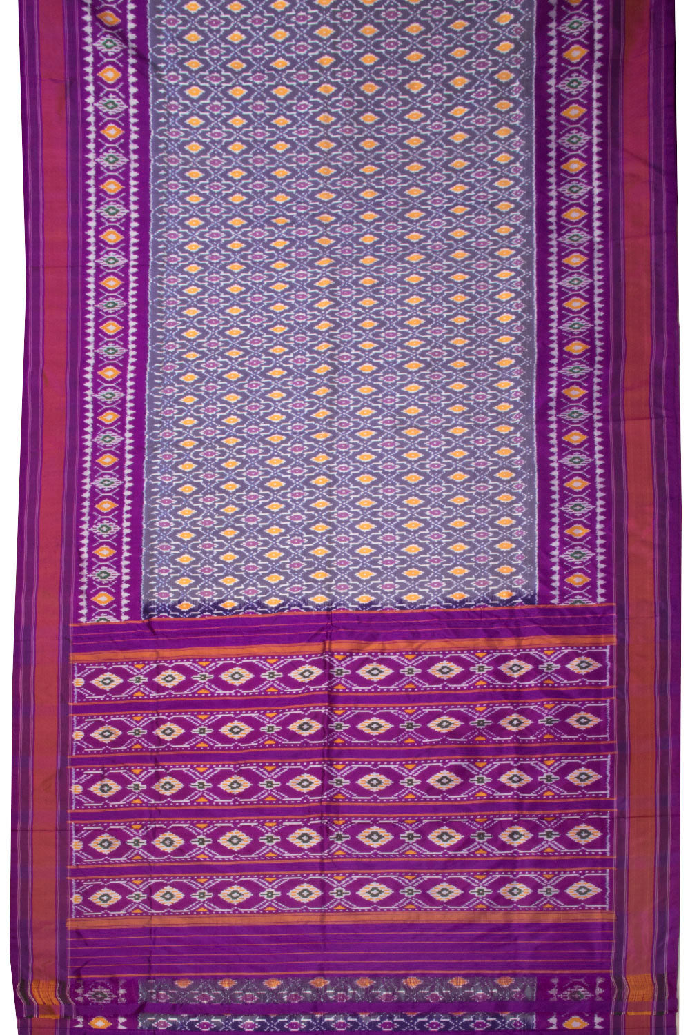 Purple Handloom Pochampally Ikat Silk Saree 10067942