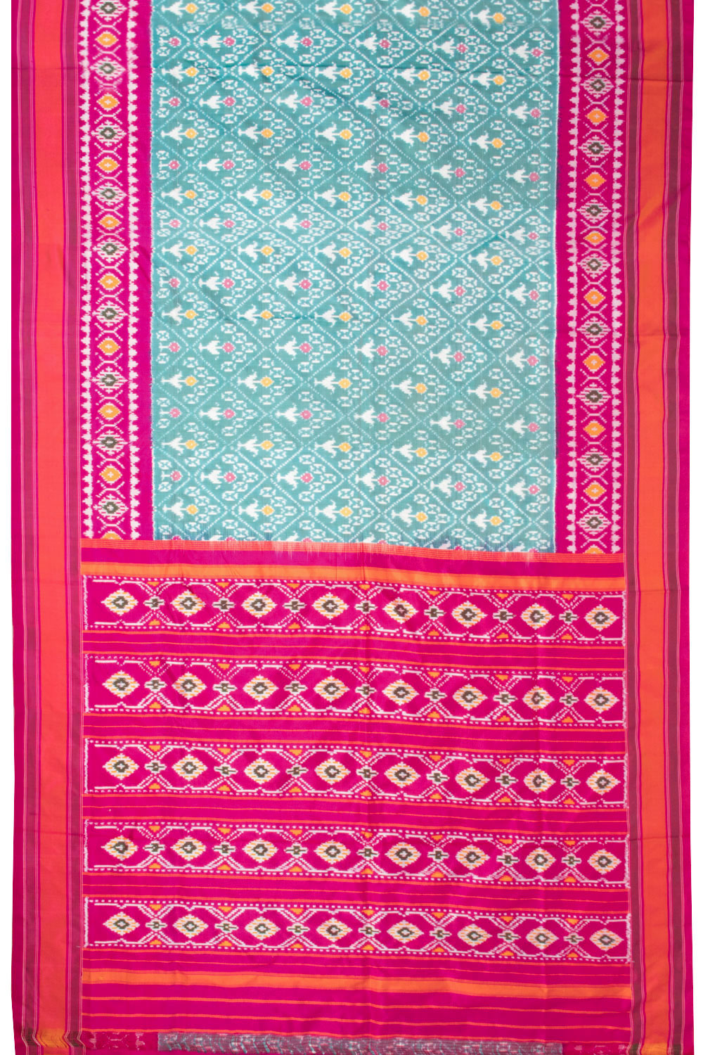 Blue Handloom Pochampally Ikat Silk Saree 10067946