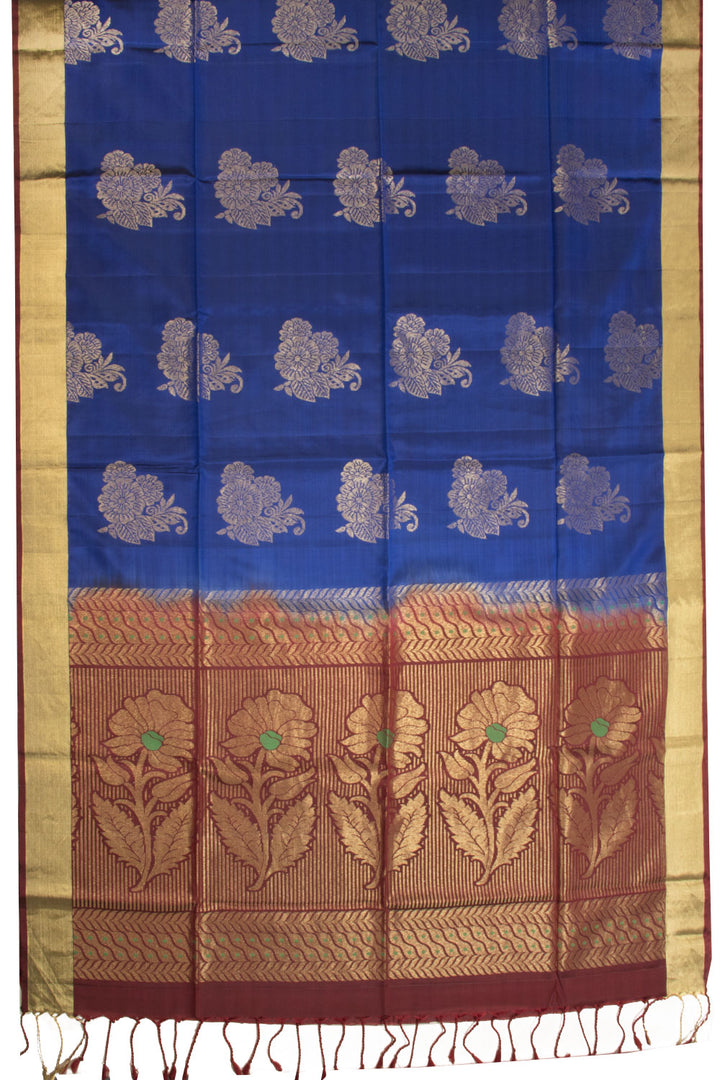 Space Blue Kanjivaram Soft Silk Saree - Avishya