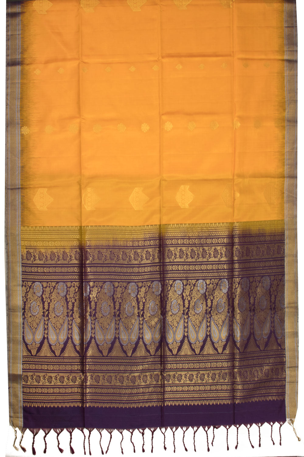 Bright Yellow Kanjivaram Soft Silk Saree - Avishya