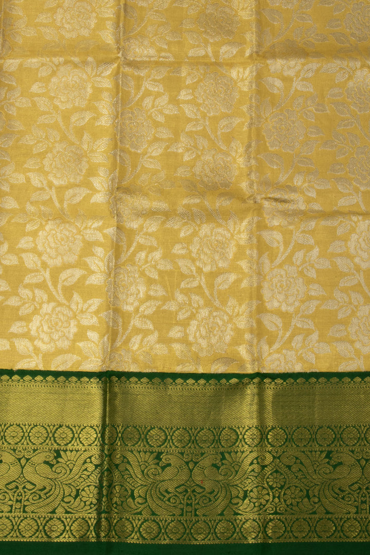 Pastel Yellow Kanjivaram Pattu Pavadai Material -Avishya