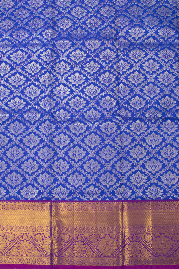 Azure Blue Kanjivaram Pattu Pavadai Material-Avishya
