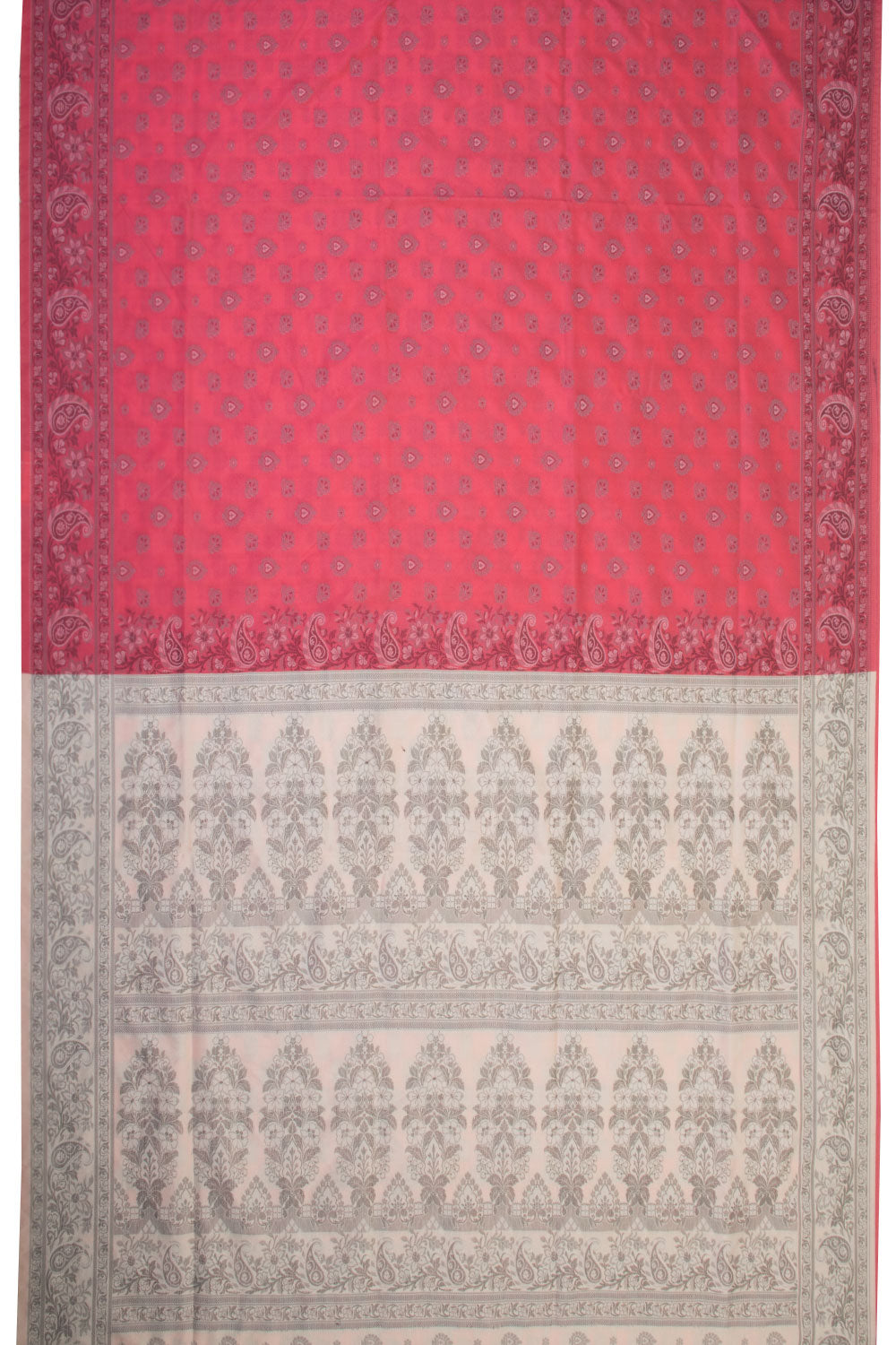 Peach Handloom Himroo Silk Cotton Saree - Avishya