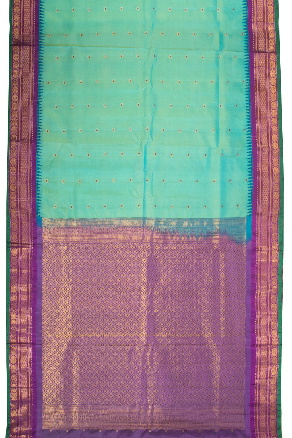 Green Handloom Gadwal Kuttu Silk Saree - Avishya