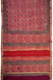 Maroon Anokhi Hand Block Printed Saree 10068109