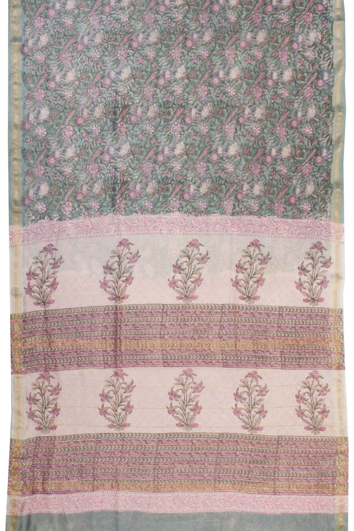Grey Anokhi Hand Block Printed Saree - Avishya
