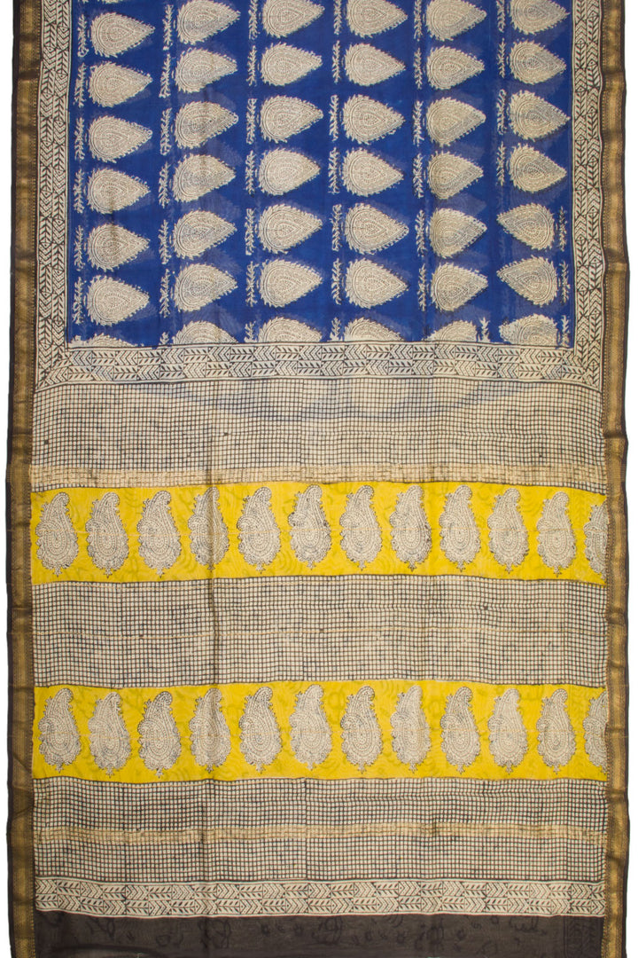 Navy Blue Anokhi Hand Block Printed Saree - Avishya