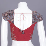 Red Ajrakh Printed Patch Work Cotton Blouse - Avishya