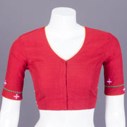 Red Embroidered Mangalgiri Cotton Blouse - Avishya