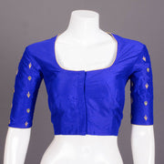 Blue Aari Embroidered Raw Silk Blouse 10077717