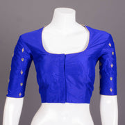 Blue Aari Embroidered Raw Silk Blouse 10068194