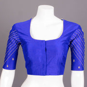 Blue Aari Embroidered Raw Silk Blouse 10068197