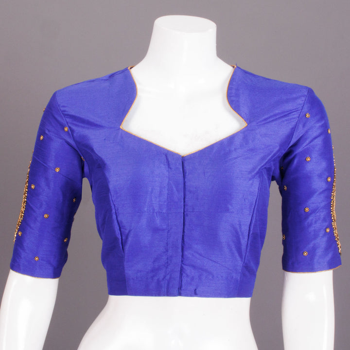 Blue Aari Embroidered Chanderi Silk Cotton Blouse 10068208 - Avishya