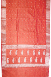Orange Banarasi crushed Tissue Organza Saree  - Avishya