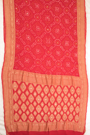 Red Handcrafted Banarasi Bandhani Georgette Saree - Avishya