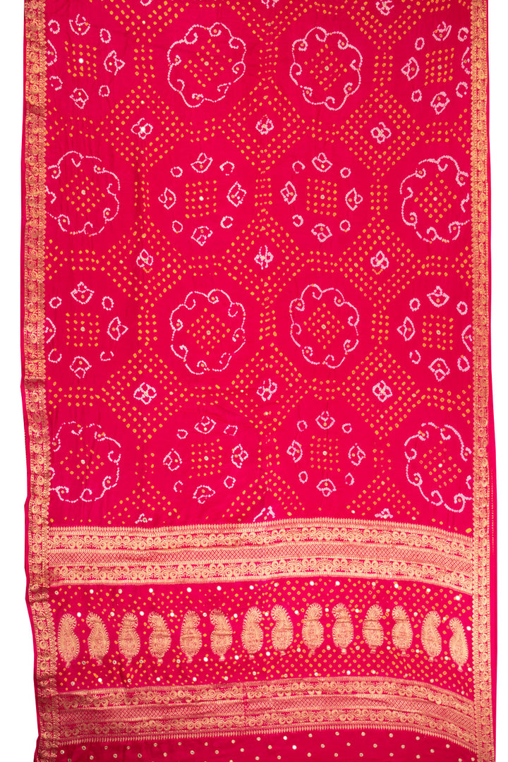 Pink Handcrafted Banarasi Bandhani Georgette Saree  - Avishya