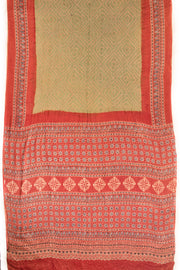 Green Handcrafted Ajrakh Printed Bandhani Gajji Silk Saree - Avishya