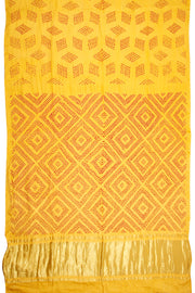 Yellow Handcrafted Bandhani Gajji Silk Saree - Avishya