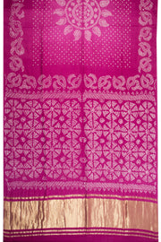 Violet Handcrafted Rai Dana Bandhej Gajji Silk Saree with Lagdi Patti Pallu