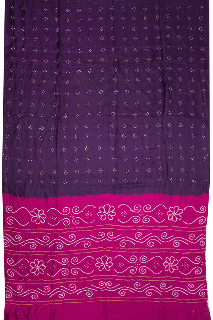 Purple Bandhani Mulberry Silk Saree - Avishya