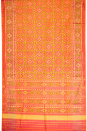 Orange Handloom Patola Ikat Silk Saree - Avishya