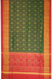 Green Handloom Patola Ikat Silk Saree 10068253
