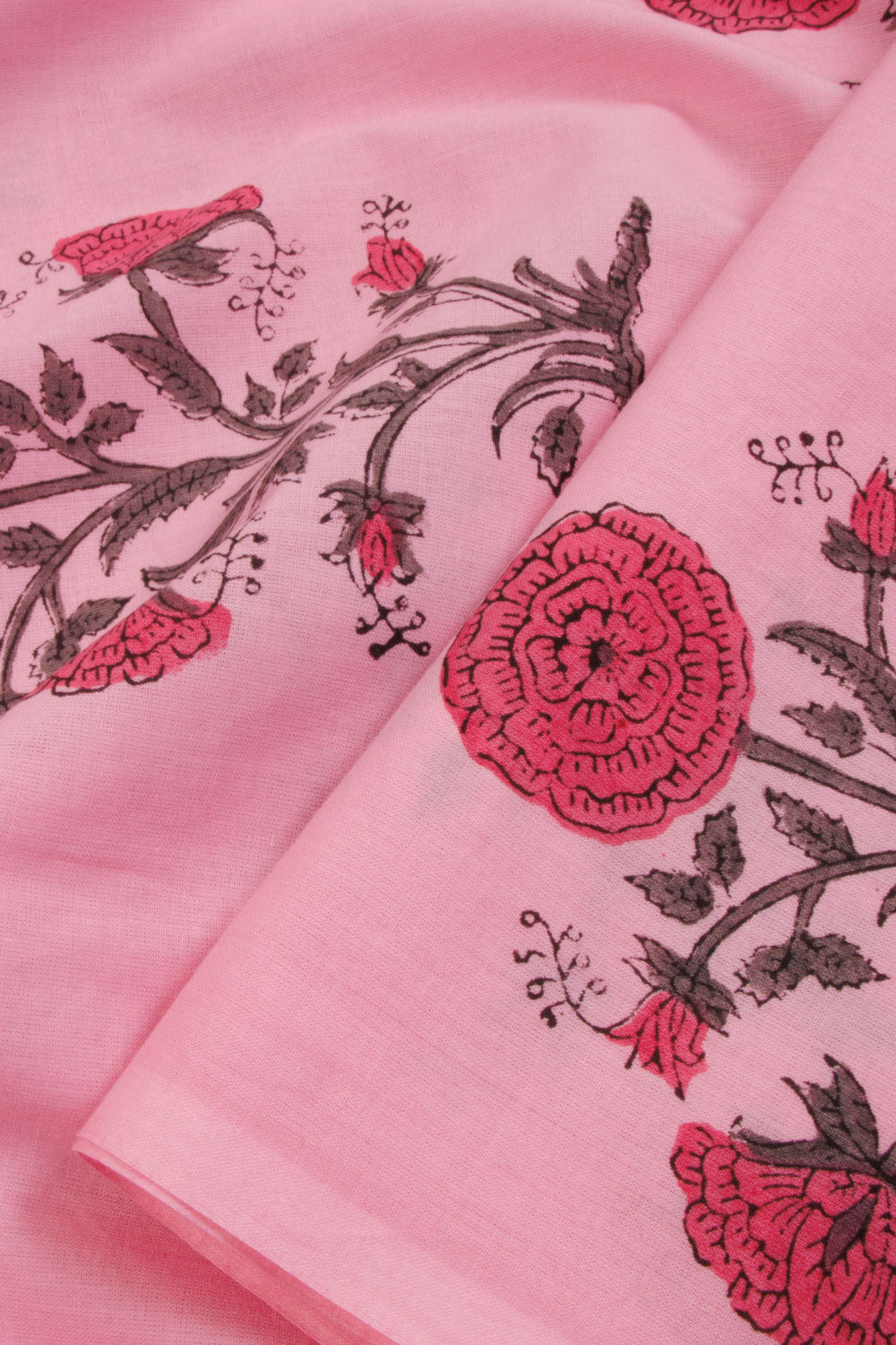 Pink 2-Piece Hand Block Printed Cotton Salwar Suit Material - Avishya