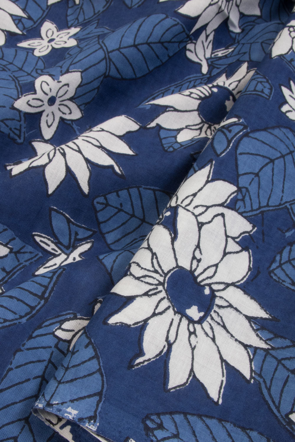 Blue 2-Piece Hand Block Printed Cotton Salwar Suit Material - Avishya