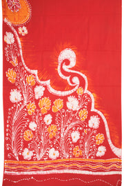 Red Batik  Muslin Silk Saree - Avishya