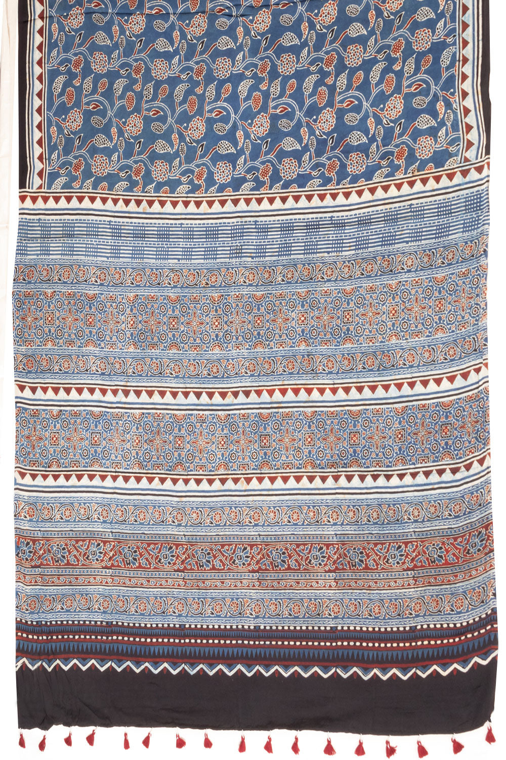 Blue Ajrakh Printed Modal Silk Saree 10068385