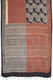 Black Ajrakh Printed Modal Silk Saree 10068396