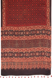 Red Ajrakh Printed Modal Silk Saree 10068403