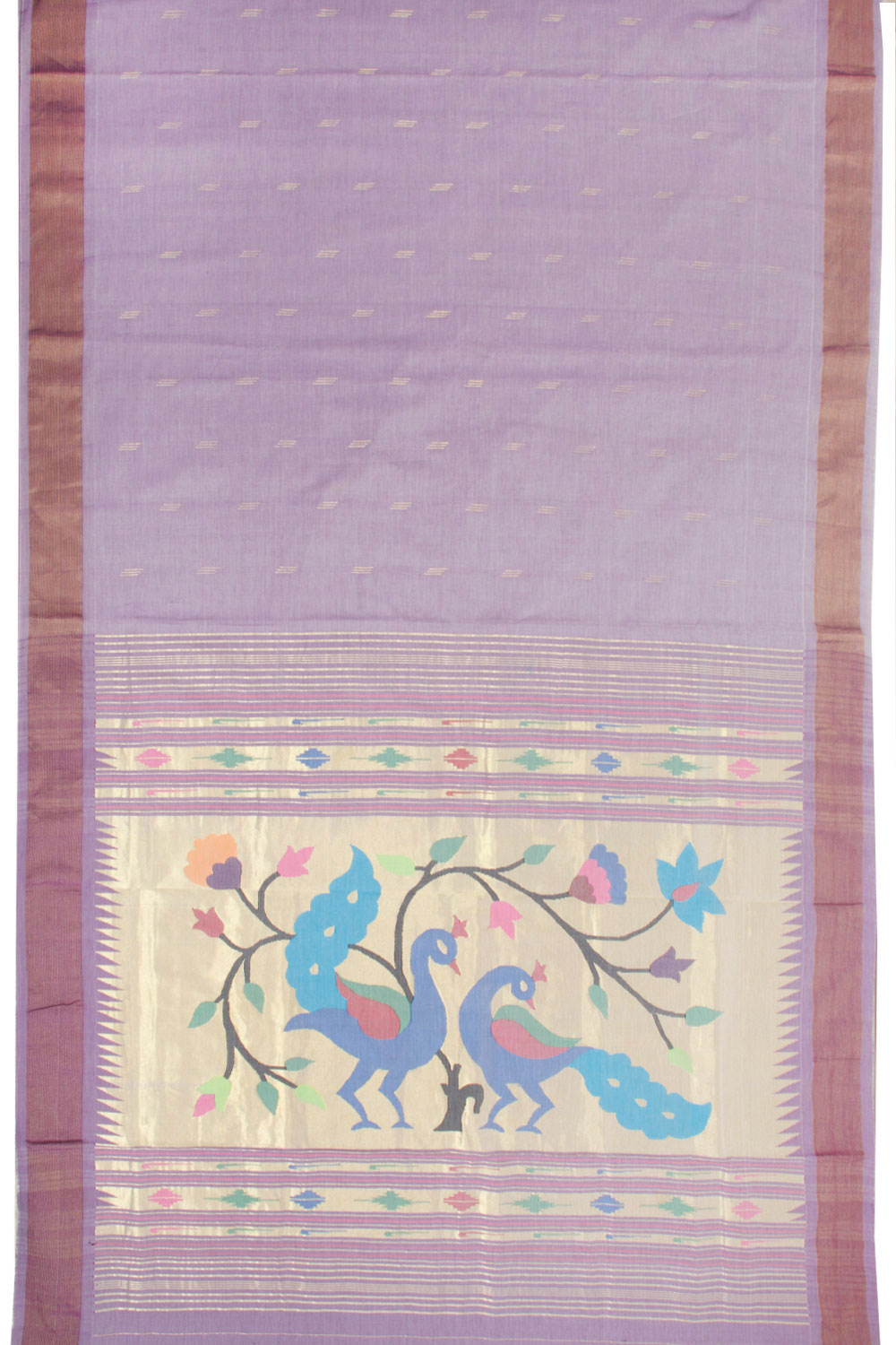 Violet Handloom Paithani Cotton Saree 10068430 - Avishya