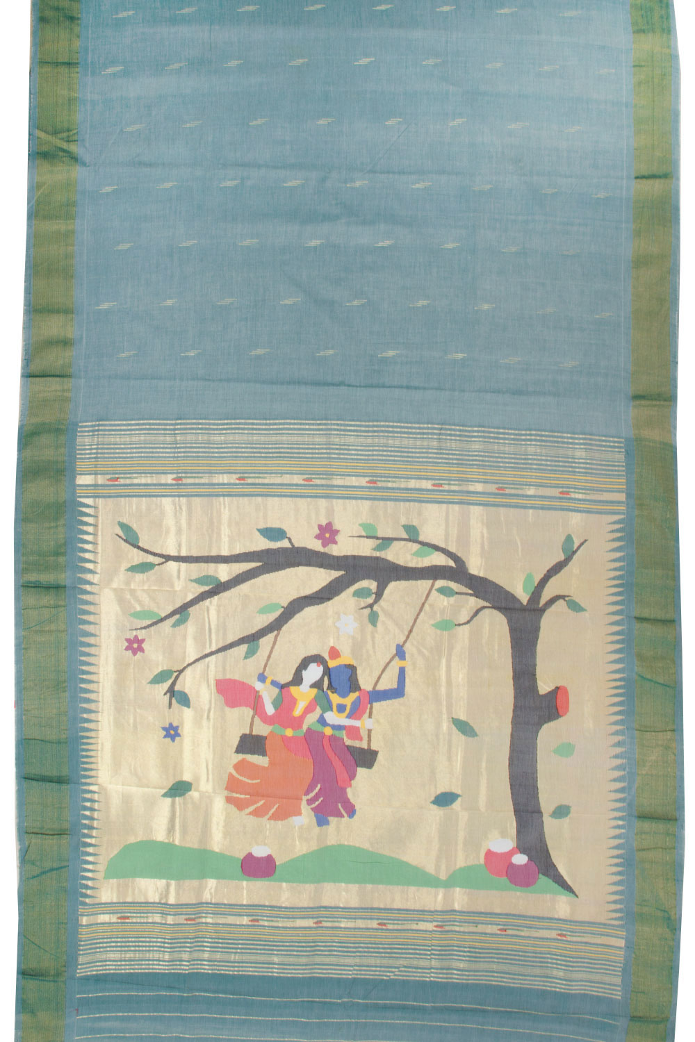 Blue Handloom Paithani Cotton Saree  - Avishya