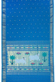 Blue Handloom Paithani Cotton Saree 10068441 - Avishya