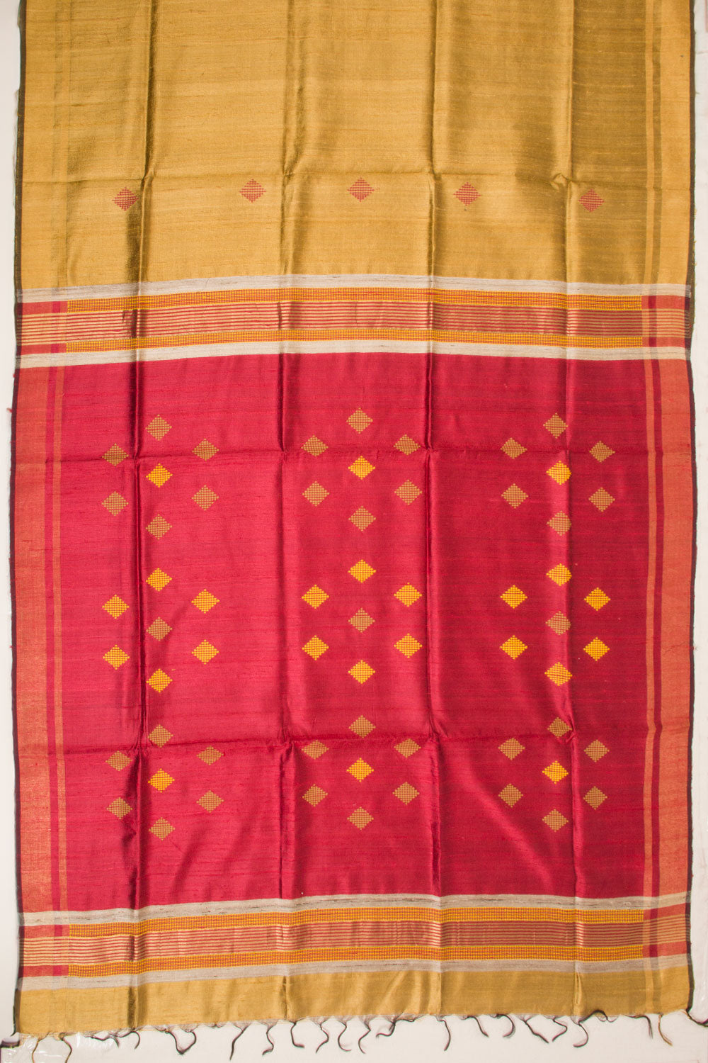 Brown Handloom Bhagalpur Dupion Tussar Silk Saree 10068463
