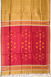 Brown Handloom Bhagalpur Dupion Tussar Silk Saree 10068463