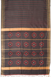Black Handloom Bhagalpur Dupion Tussar Silk Saree 10068469