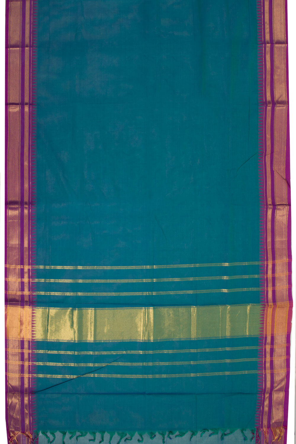 Blue Handwoven Kanchi Cotton Saree 10068486 - Avishya