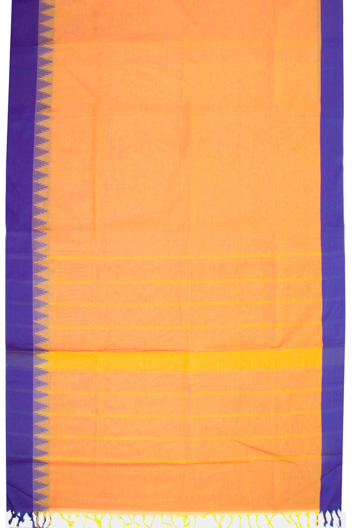 Orange Handwoven Kanchi Cotton Saree 10068506 - Avishya