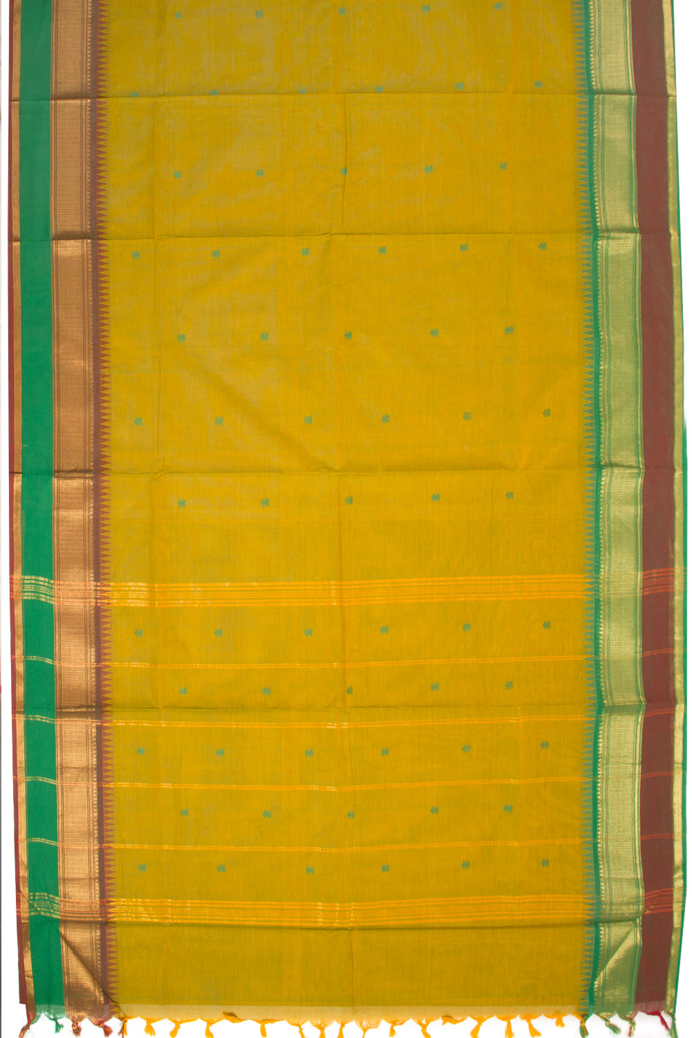 Green Handwoven Kanchi Cotton Saree 10068527 - Avishya