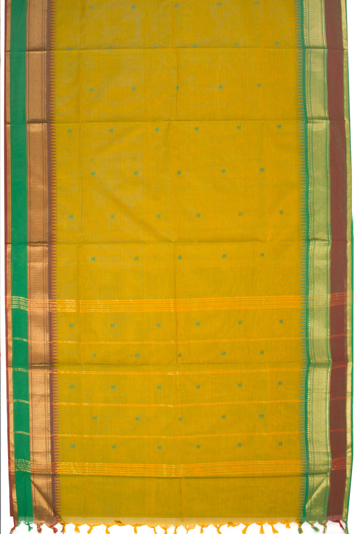 Green Handwoven Kanchi Cotton Saree 10068527 - Avishya